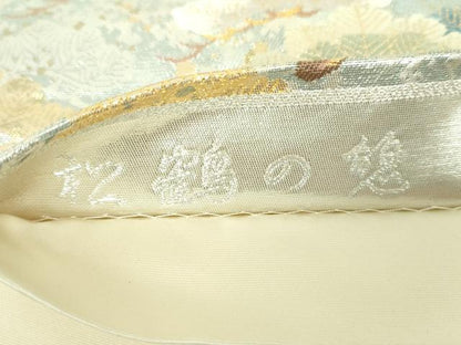 平和屋着物▼六通柄袋帯　松鶴の憩　金銀糸　引箔　正絹　逸品　未使用　DABH9439ps