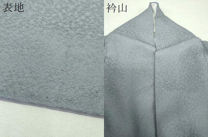 平和屋着物●上質な色無地　紋意匠　灰青色　正絹　逸品　DABH9448ps