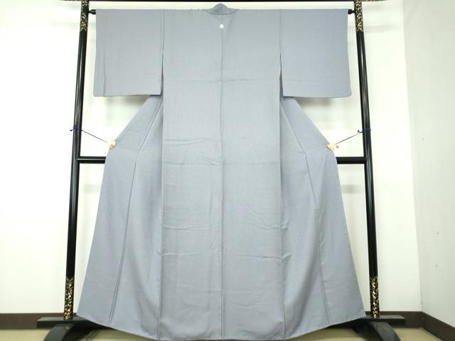 平和屋着物●上質な色無地　紋意匠　灰青色　正絹　逸品　DABH9448ps
