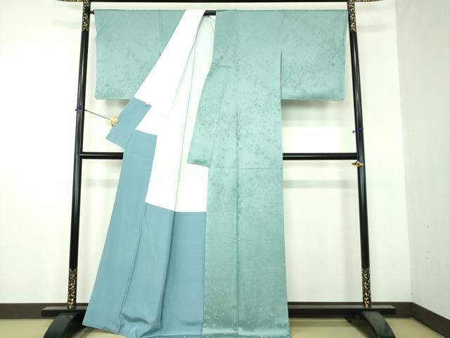 平和屋着物●上質な色無地　霞地紋　白群色　正絹　逸品　未使用　DABH9450ps