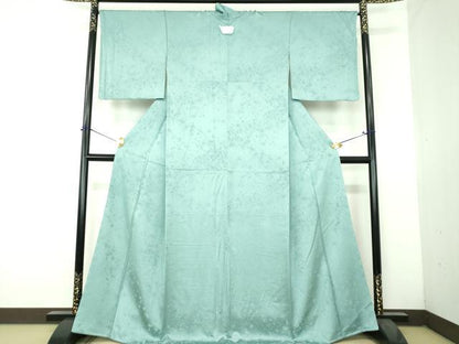 平和屋着物●上質な色無地　霞地紋　白群色　正絹　逸品　未使用　DABH9450ps