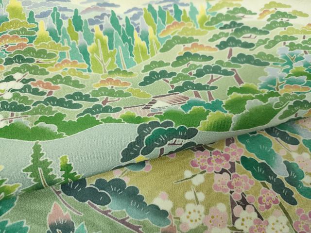 平和屋着物●十日町友禅作家　岡村蒼風　色留袖　風景花文　正絹　逸品　DABH9452ps