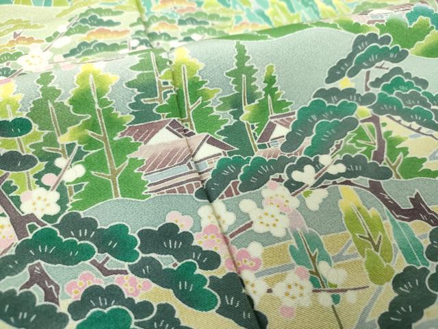 平和屋着物●十日町友禅作家　岡村蒼風　色留袖　風景花文　正絹　逸品　DABH9452ps