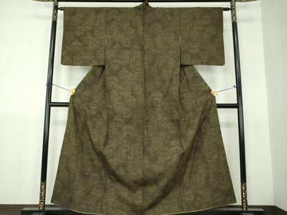 平和屋着物●結城紬　100亀甲　雪輪重ね花文　正絹　逸品　DABH9453ps