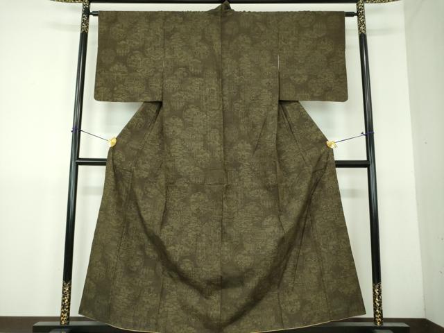 平和屋着物●結城紬　100亀甲　雪輪重ね花文　正絹　逸品　DABH9453ps