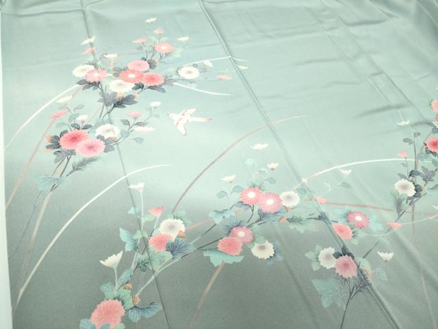 平和屋着物●訪問着　友禅　花鳥文　暈し染め　正絹　逸品　DABH9454ps