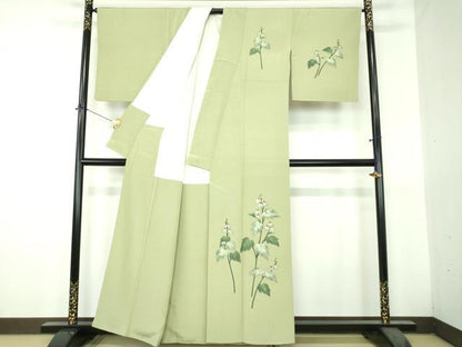 平和屋着物●訪問着　ろうけつ染め　草花文　正絹　逸品　DABH9459ps