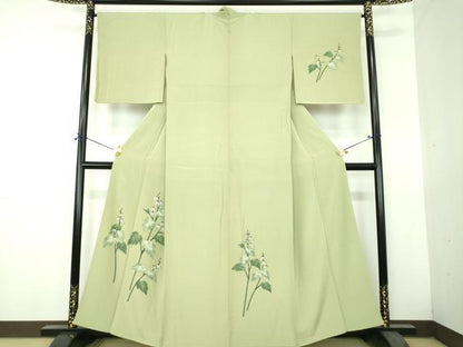 平和屋着物●訪問着　ろうけつ染め　草花文　正絹　逸品　DABH9459ps