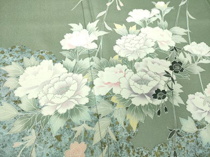 平和屋着物●訪問着　枝垂れ桜　雲取り花文　暈し染め　銀彩　正絹　逸品　DABH9461ps