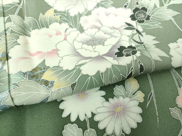平和屋着物●訪問着　枝垂れ桜　雲取り花文　暈し染め　銀彩　正絹　逸品　DABH9461ps