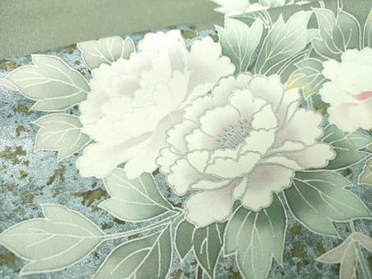 平和屋着物●訪問着　枝垂れ桜　雲取り花文　暈し染め　銀彩　正絹　逸品　DABH9461ps
