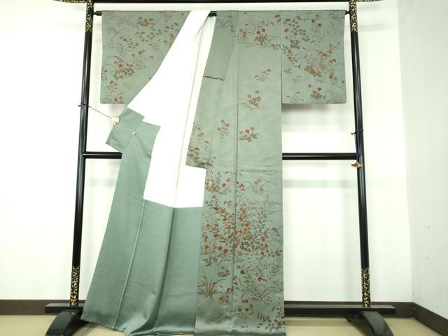 平和屋着物●訪問着　刺繍　草花文　金彩　そごう扱い　正絹　逸品　DABH9462ps