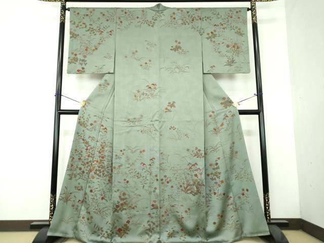平和屋着物●訪問着　刺繍　草花文　金彩　そごう扱い　正絹　逸品　DABH9462ps