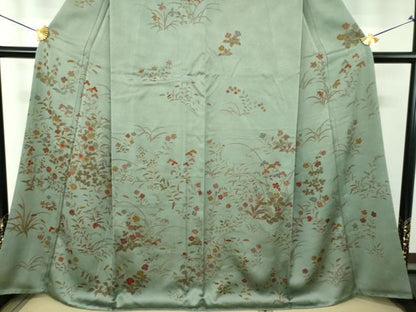 平和屋着物●訪問着　刺繍　草花文　金彩　そごう扱い　正絹　逸品　DABH9462ps