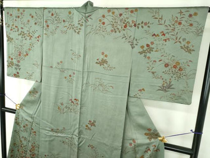 平和屋着物●訪問着　刺繍　草花文　金彩　そごう扱い　正絹　逸品　DABH9462ps