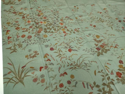 平和屋着物●訪問着　刺繍　草花文　金彩　そごう扱い　正絹　逸品　DABH9462ps