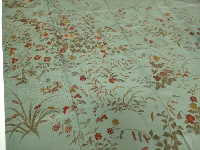 平和屋着物●訪問着　刺繍　草花文　金彩　そごう扱い　正絹　逸品　DABH9462ps