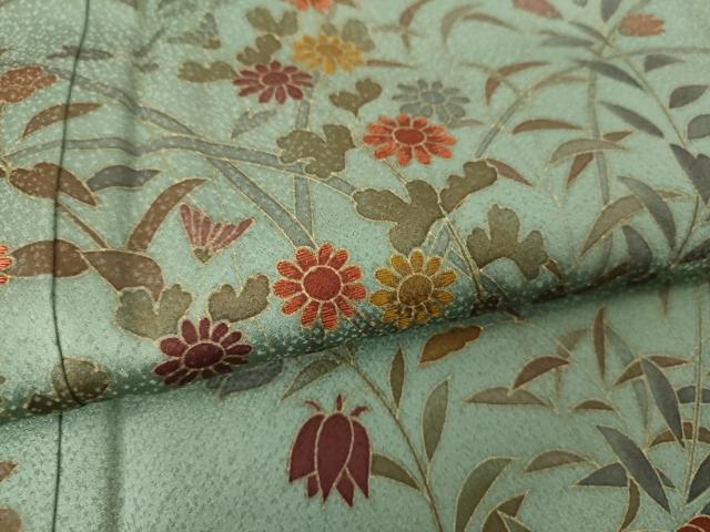 平和屋着物●訪問着　刺繍　草花文　金彩　そごう扱い　正絹　逸品　DABH9462ps