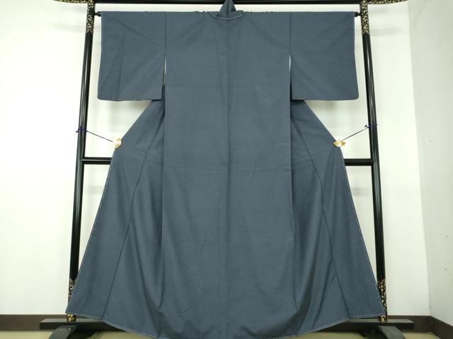 平和屋着物●結城紬　色無地　鉄御納戸色　正絹　逸品　未使用　DABH9472ps