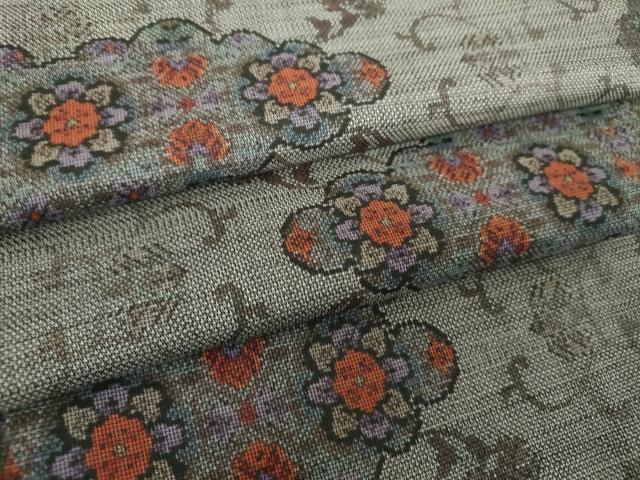平和屋着物●本場大島紬　9マルキ　雲取り花唐草文　正絹　逸品　未使用　DABH9474ps