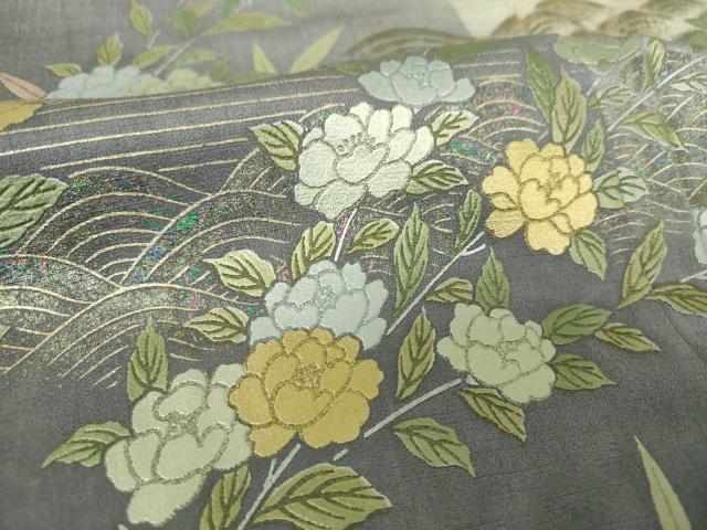 平和屋着物●訪問着　流水花文　暈し染め　金銀彩　正絹　逸品　未使用　DABH9477ps