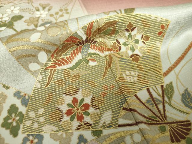 平和屋着物●訪問着　扇面鳳凰花文　暈し染め　金彩　正絹　逸品　DABH9479ps