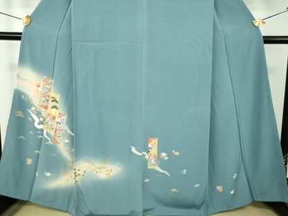 平和屋着物●訪問着　短冊御所車鴛鴦花文　暈し染め　金彩　正絹　逸品　DABH9480ps