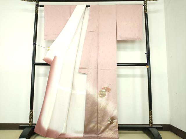 平和屋着物●訪問着　地紙流水花文　暈し染め　金彩　正絹　逸品　未使用　DABH9482ps