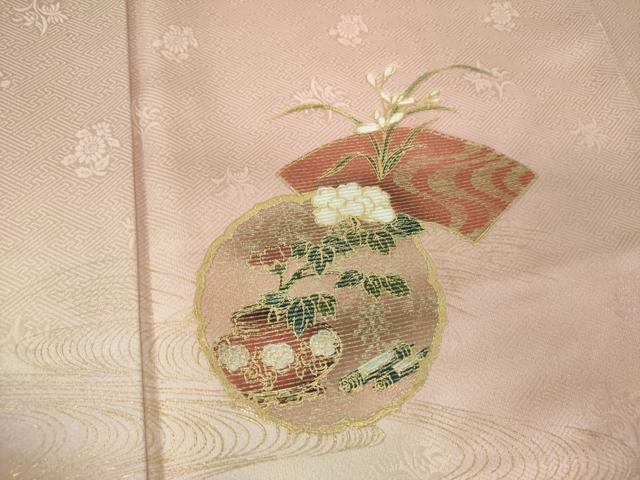 平和屋着物●訪問着　地紙流水花文　暈し染め　金彩　正絹　逸品　未使用　DABH9482ps