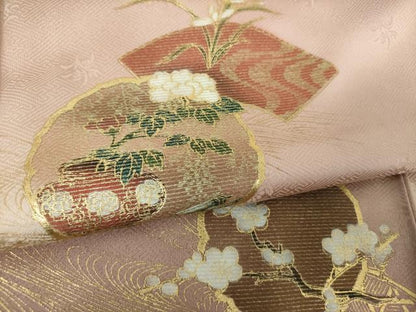 平和屋着物●訪問着　地紙流水花文　暈し染め　金彩　正絹　逸品　未使用　DABH9482ps