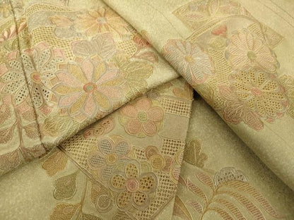 平和屋着物●中国三大刺繍　スワトウ相良刺繍　汕頭相良刺繍　総刺繍　訪問着　地紙重ね花文　正絹　逸品　DABH9483ps
