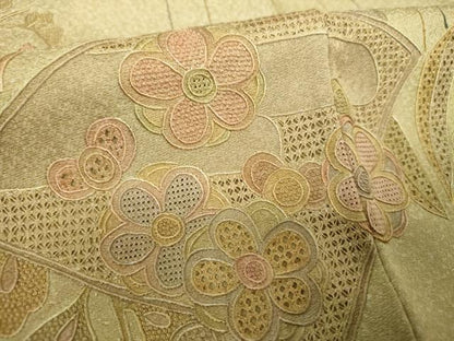 平和屋着物●中国三大刺繍　スワトウ相良刺繍　汕頭相良刺繍　総刺繍　訪問着　地紙重ね花文　正絹　逸品　DABH9483ps