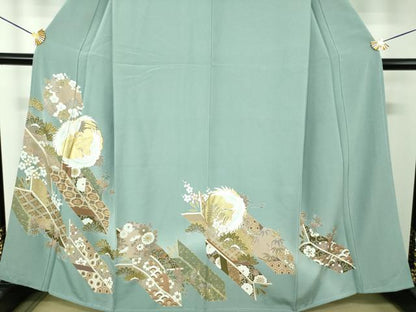 平和屋着物●豪華色留袖　駒刺繍　飛鶴松竹梅　矢羽根花文　暈し染め　金彩　正絹　逸品　未使用　DABH9484ps