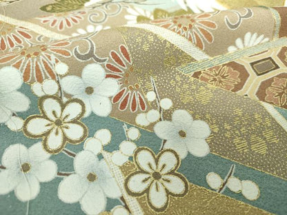 平和屋着物●豪華色留袖　駒刺繍　飛鶴松竹梅　矢羽根花文　暈し染め　金彩　正絹　逸品　未使用　DABH9484ps