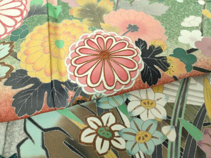 平和屋着物●豪華黒留袖　作家物　駒刺繍　尾長鳥花文　暈し染め　金彩　正絹　逸品　未使用　DABH9485ps