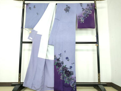 平和屋着物●訪問着　刺繍　ベロア　薔薇　暈し染め　金彩　やまと誂製　正絹　逸品　DABH9487ps