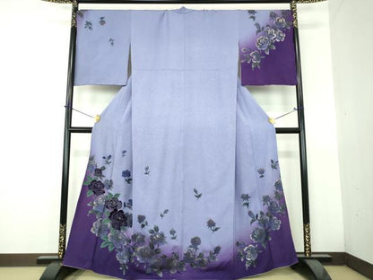 平和屋着物●訪問着　刺繍　ベロア　薔薇　暈し染め　金彩　やまと誂製　正絹　逸品　DABH9487ps
