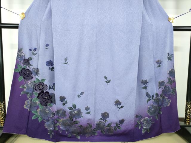 平和屋着物●訪問着　刺繍　ベロア　薔薇　暈し染め　金彩　やまと誂製　正絹　逸品　DABH9487ps