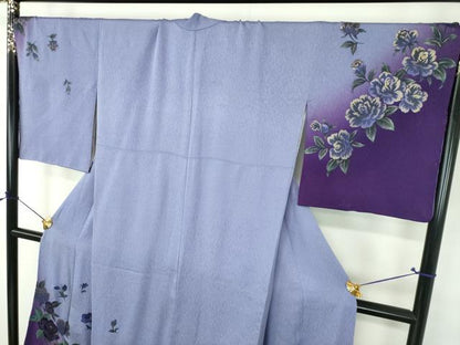 平和屋着物●訪問着　刺繍　ベロア　薔薇　暈し染め　金彩　やまと誂製　正絹　逸品　DABH9487ps