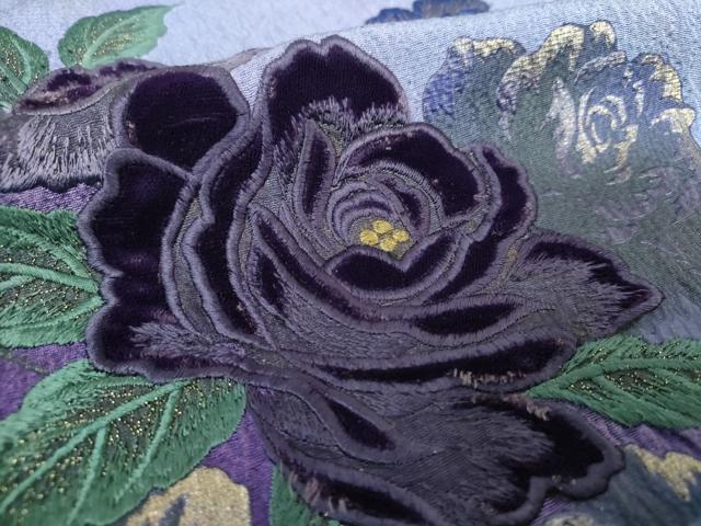 平和屋着物●訪問着　刺繍　ベロア　薔薇　暈し染め　金彩　やまと誂製　正絹　逸品　DABH9487ps