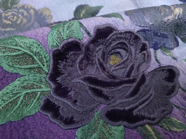 平和屋着物●訪問着　刺繍　ベロア　薔薇　暈し染め　金彩　やまと誂製　正絹　逸品　DABH9487ps