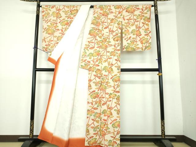 平和屋着物●上質な小紋　地紋起こし　枝花文　正絹　逸品　DABH9491ps