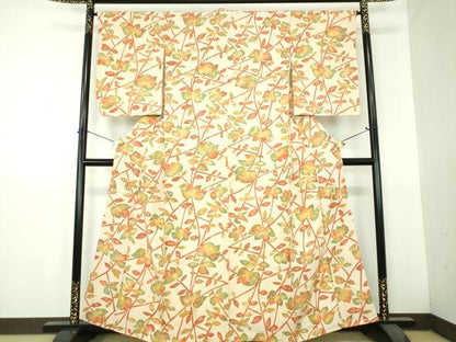 平和屋着物●上質な小紋　地紋起こし　枝花文　正絹　逸品　DABH9491ps
