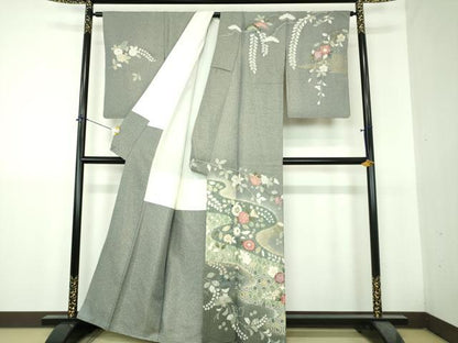 平和屋着物●訪問着　辻が花　暈し染め　金彩　金通し地　正絹　逸品　DABH9492ps