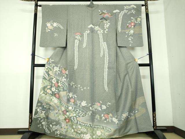 平和屋着物●訪問着　辻が花　暈し染め　金彩　金通し地　正絹　逸品　DABH9492ps
