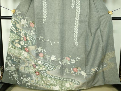 平和屋着物●訪問着　辻が花　暈し染め　金彩　金通し地　正絹　逸品　DABH9492ps