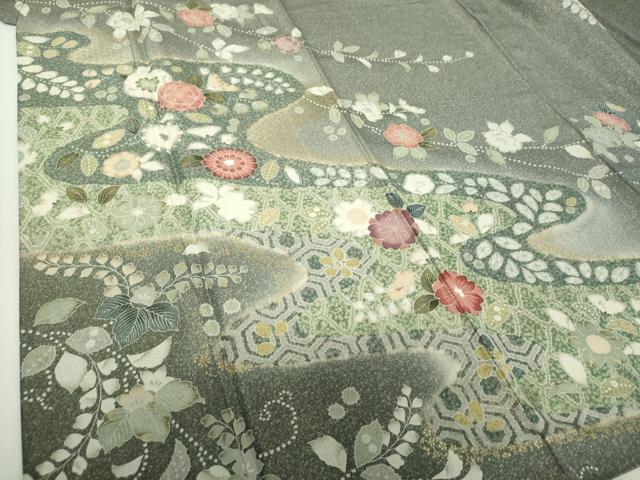 平和屋着物●訪問着　辻が花　暈し染め　金彩　金通し地　正絹　逸品　DABH9492ps