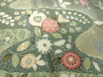 平和屋着物●訪問着　辻が花　暈し染め　金彩　金通し地　正絹　逸品　DABH9492ps