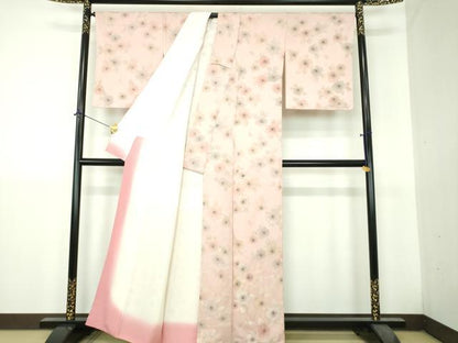 平和屋着物●上質な小紋　地紋起こし　枝花文　正絹　逸品　DABH9494ps
