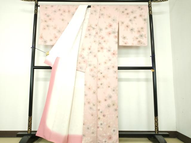 平和屋着物●上質な小紋　地紋起こし　枝花文　正絹　逸品　DABH9494ps